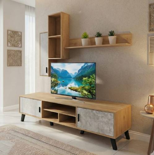 طاولة بلازما CM 180 خشبي ماليزي 1151 مع ارفف علوي