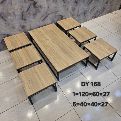 طاولة ارضي طقم  1+6 مستطيل خشبي DY168