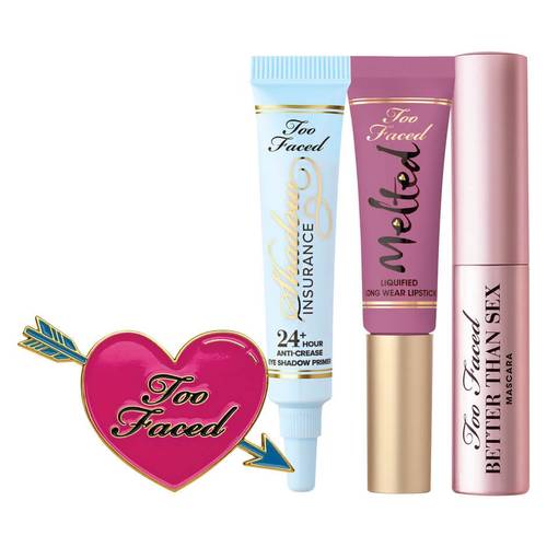 Too Faced Beauty Cracker 3 Pc.Set- Shadow Insurance Sex Mascara & Fig Lipstick