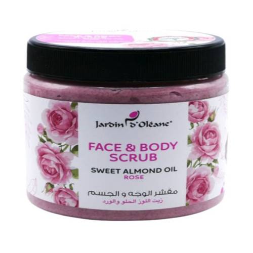 jardin oleane - face and body scrub with sweet almond oil and rose-500ml