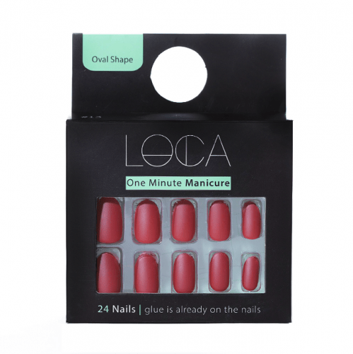 Loca Press On Nails Matte Burgundy Oval Shape-13