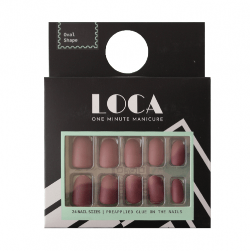 Loca Press On Nails Mauve Matte Oval Shape-9
