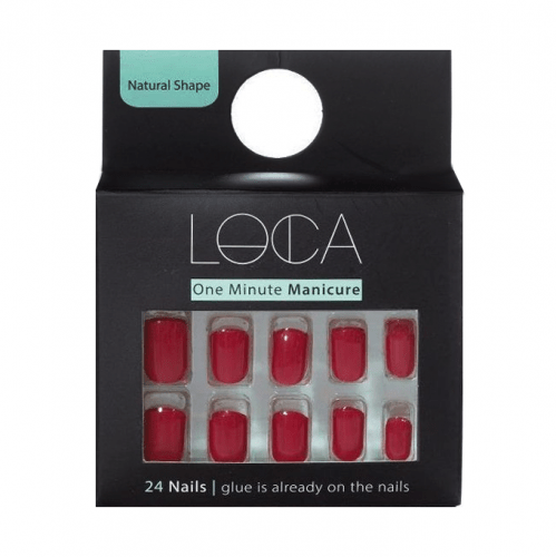 Loca Press On Nails Red Natural Shape-8