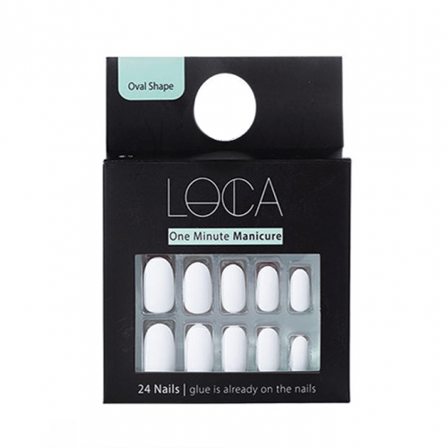 Loca Press On Nails White Matte Oval Shape-12