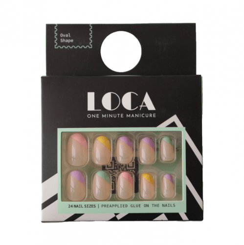 Loca Press On Nails French Colours Oval Shape-T2