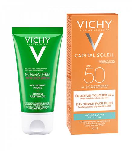 Vichy Capital Soleil Sunscreen SPF 50+Normaderm Phytosolution Lotion for oily and acne-prone skin 