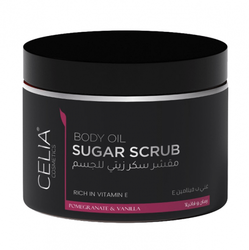 Celia Body Oil Sugar Scrub With Pomegranate & Vanilla- 400g