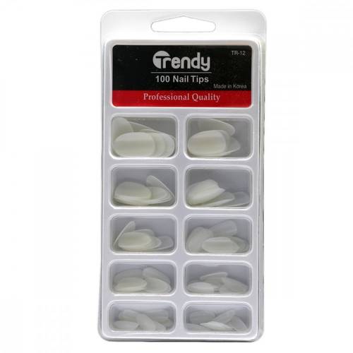Trendy Artificial Nails Set 100 Piece White-TR 12