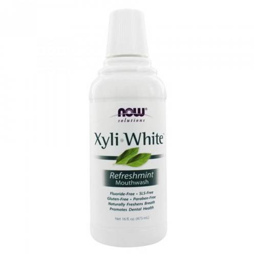 NOW SOLUTIONS XYLI-WHITE MOUTHWASH FLUORIDE-FREE REFRESHMINT- 473ML