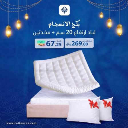 بكج الانسجام (لباد فندقي 20سم + مخدتين هدية)