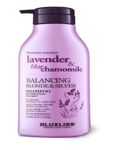 LUXLISS LAVENDER AND BLUE CHAMOMILE BALANCING BLONDE AND SILVER SHAMPOO 500ML