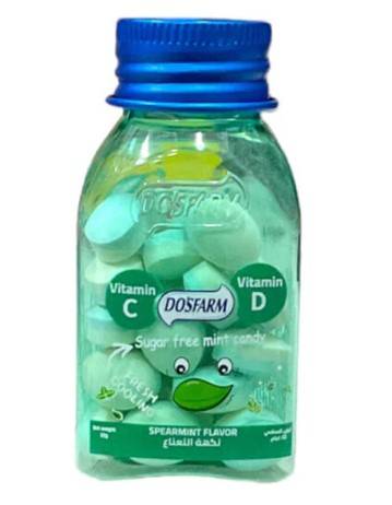 Ferment Dosfarm Vitamin C & D Sugar Free MINT Flavor Candy - 22g