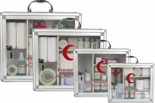 First Aid Box Aluminum Wall mounted ( With Items)