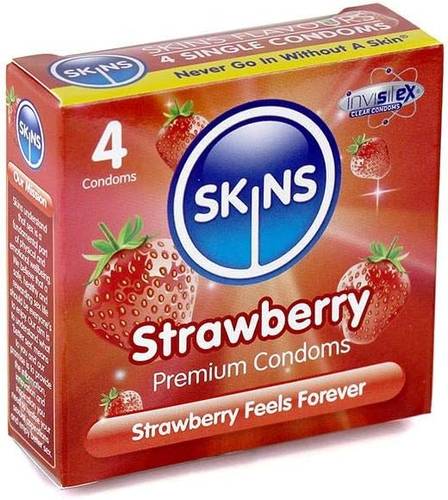 SKINS STRAWBERRY 4 CONDOMS
