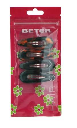 Beter - Click Clack Glitter Hair Clips 4.5cm 6 Units (Model 19030 / 0316)