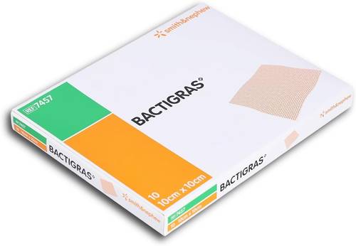 BACTIGRAS Paraffin Gauze Dressing 10cm x 10cm 7457 Box 10Pcs