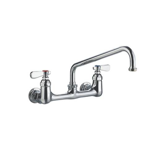 9814-12 - Double Pantry Faucet - Hot Cold Basin Water Kitchen Brass Wall Mount Commercial Industrial Kitchen Faucet