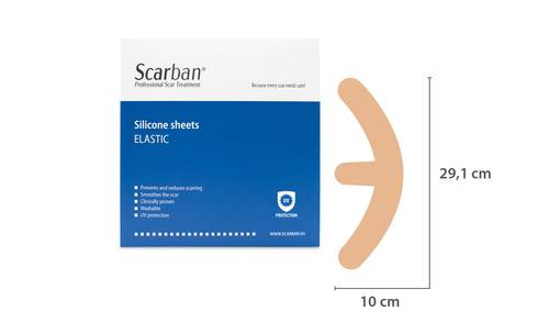 2 Scarban Elastic Silicone sheet -Mastopexy L with scarban cleaning soap 50 ml