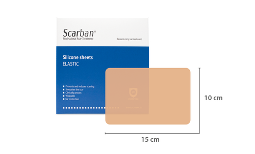 Scarban Elastic Silicone sheet 10*15cm with scarban cleaning soap 50 ml