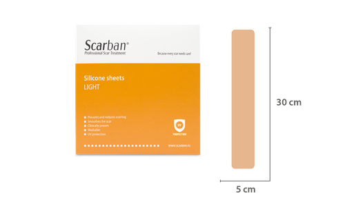 2 Scarban Elastic Silicone sheet 5*30 cm with scarban cleaning soap 50 ml