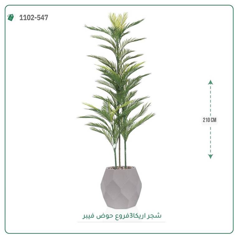 شجرة أريكا اصطناعية (3 فرع) بمركن فيبر