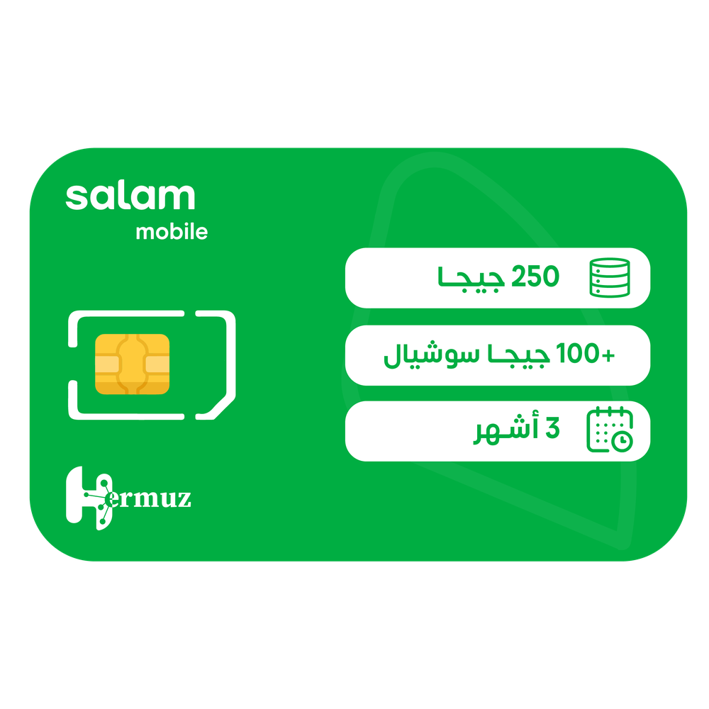 شريحة بيانات سلام 250 جيجا + 100 جيجا بيانات تواصل إجتماعي مسبقة الدفع  | 90 يوم