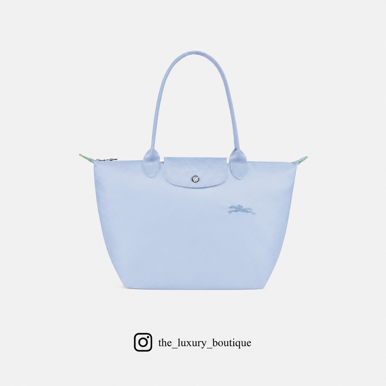 Longchamp green line le pliage medium size in sky blue