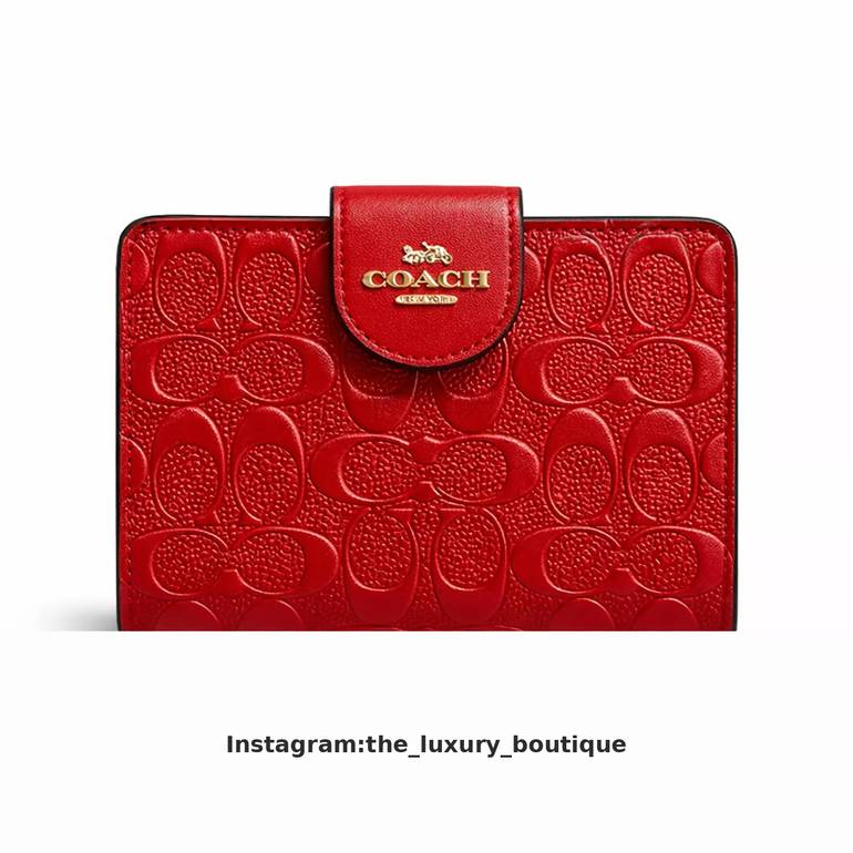 Medium Corner Zip Wallet In Signature in red