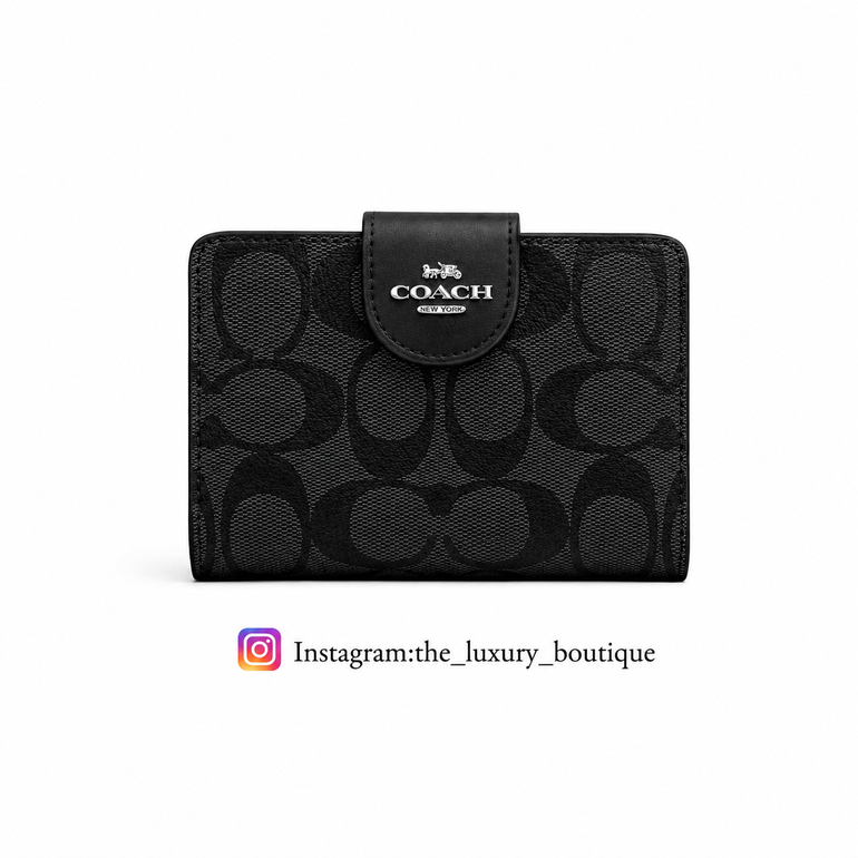 Medium Corner Zip Wallet In Signature black