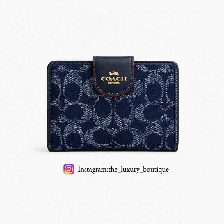 Medium Corner Zip Wallet In Signature canvas denim