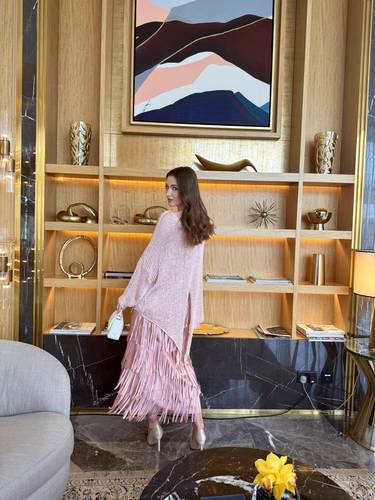 Summer Fringe Skirt Set - Pink