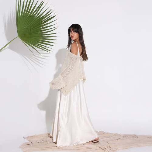 The Silky Overlay Dress - Beige