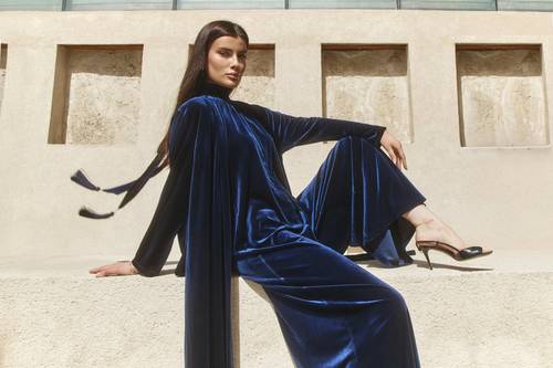 Velvet jumpsuit- Navy