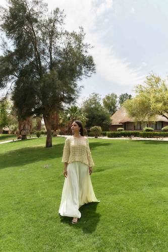 Silky Flowy Skirt Set - Yellow