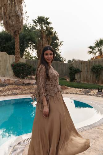 Diamond Knit Dress - Sand Brown