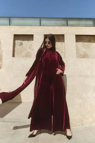 Velvet jumpsuit- burgundy