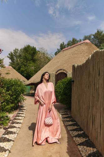 Silky Side Slit Set - Peachy