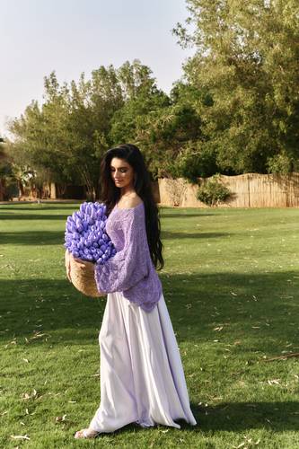 Silky Flowy Skirt Set - Purple