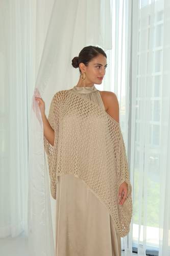 Shiny Top Over High-Neck Dress