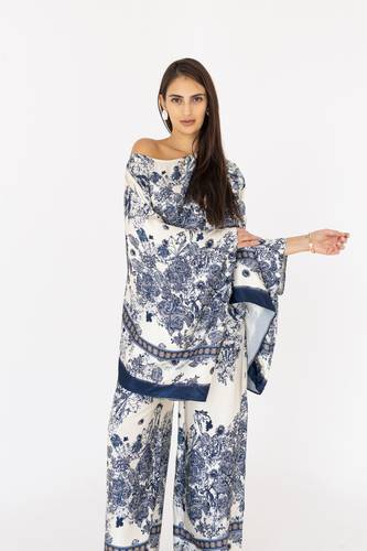 Silky Printed Set - Navy