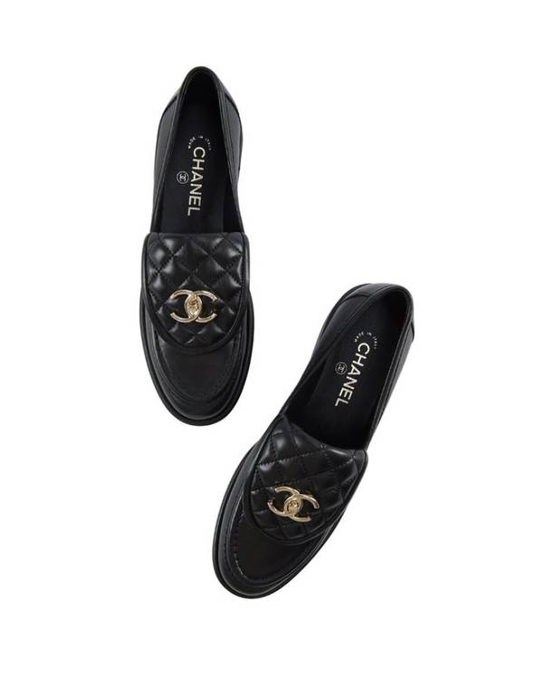 CHANEL QUILTED LOAFERS colour Black with Champagne Hardware - Size 36