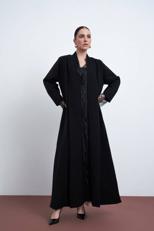 Blazer | عباية بحواف دانتيل - 50 - طلب تفصيل
