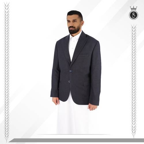جاكيت كحلي مقلم