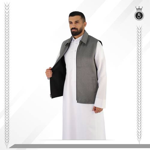 سديريه وجهين موديل ياقة رصاصي وأسود