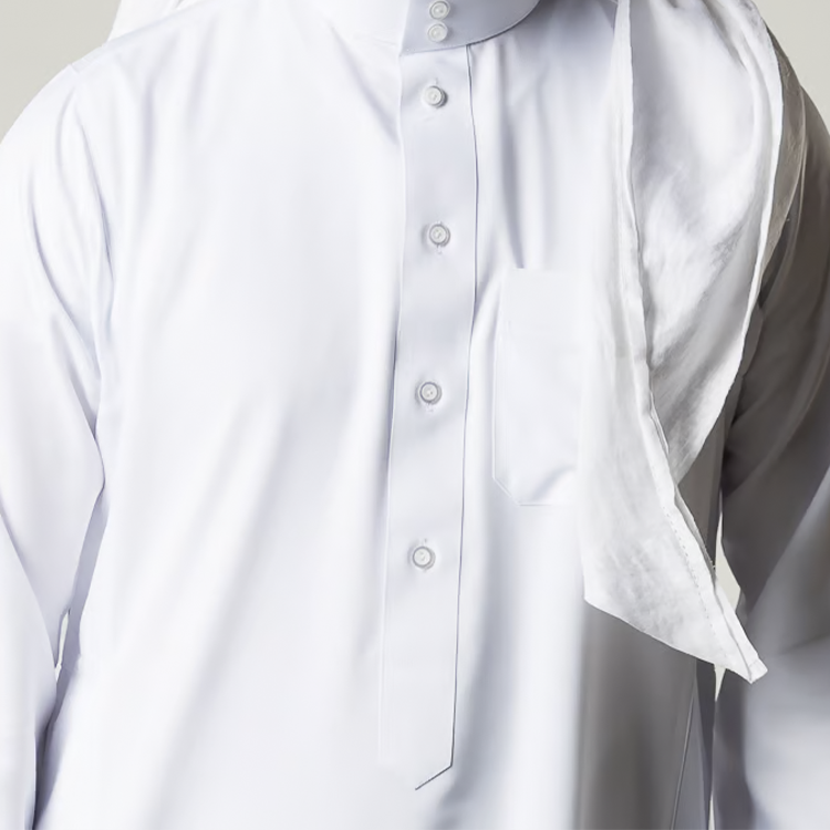 ثوب السفير رجالي زرار عادي صيفي أبيض متجر التويجري