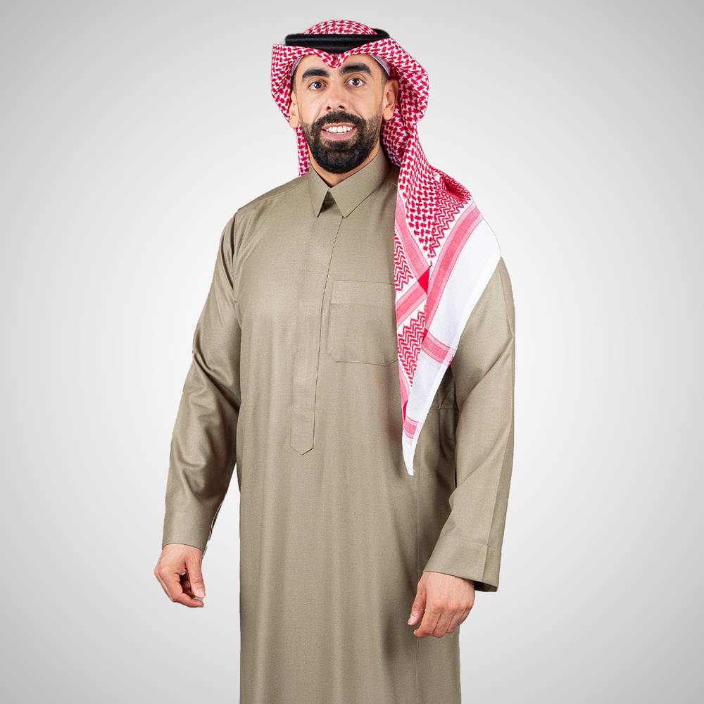 ثوب راكز قلاب سحاب شتوي لون بني فاتح 