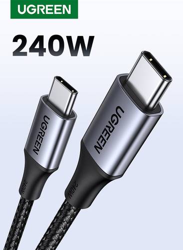 يو جرين كابل تايب سي 2 متر مضفر 240 واط (48 فولت 5 أمبير) توصيل الطاقة PD 3.1 شحن سريع كابل USB C إلى USB C لسلسلة ايفون 15، ماك بوك برو/اير لابتوب، iPad برو2021/ديل XPS 13 15/سامسونج جالاكسي S23/شاومى 12/هواوي P60