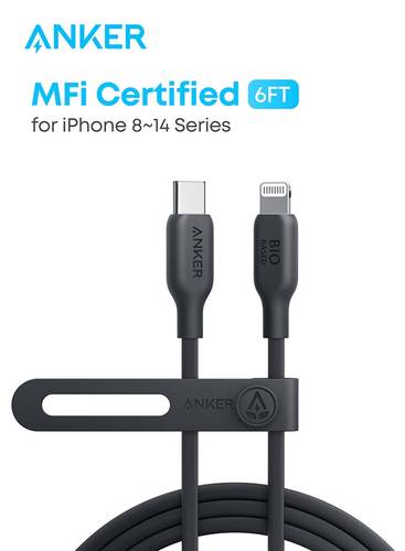 كابل USB-C إلى Lightning، كابل 541 (أسود فانتوم، 6 أقدام)، معتمد من MFi، كابل شحن سريع حيوي لهاتف iPhone 14 14pro 14pro Max 13 13 Pro 12 11 X XS XR 8 Plus (الشاحن غير متضمن)