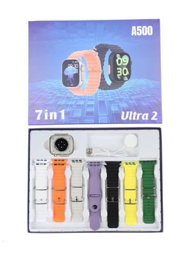 يو إل اتش واي سي ساعة ذكية 7 في 1 Ultra 2 A500 مع جهاز تتبع اللياقة البدنية والصحة و6 أحزمة بديلة إضافية