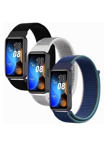 أتش دبليو حزام استبدال النايلون متوافق مع ساعة Huawei Band 8/9/10 الذكية، حزام معصمه سريع الإصدار (3 حزم)